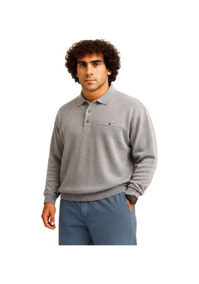 Erkek Büyük Beden 122 Kilo - 158 Kilo Arası İçin Uygun Geniş Kalıp Polo Yaka Selanik Sweat Gri Erkek Büyük Beden 122 Kilo - 158 Kilo Arası İçin Uygun Geniş Kalıp Polo Yaka Selanik Sweat Gri