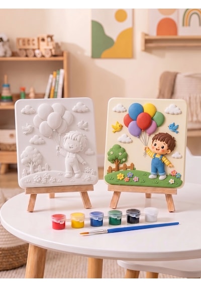 15x15 Balonlu Çocuk Taş Boyama Seti Çocuk Ve Yetişkin Hobi Kiti