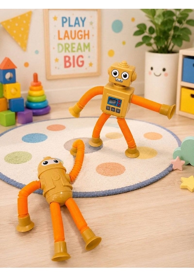 Eğlenceli Vantuzlu Uzayan Robot - Turuncu