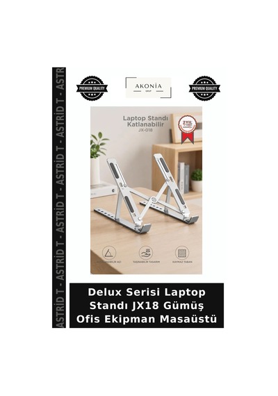 Delux Serisi Laptop Standı Jx18 Gümüş Ofis Ekipman Masaüstü