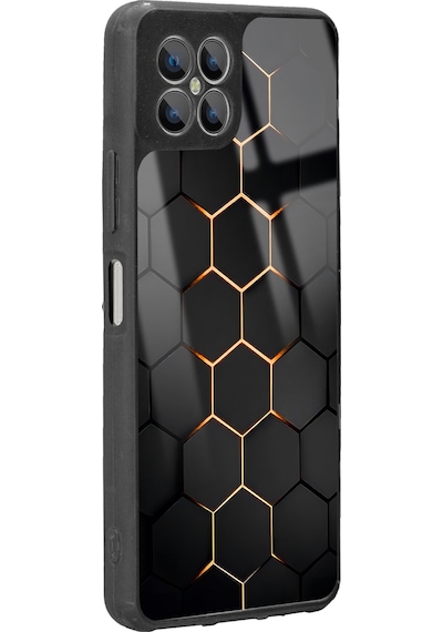 Omix X600 Yellow Carbon Tasarımlı Glossy Telefon Kılıfı Siyah