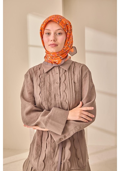Silk Home Aura Eşarp 140006-16 Koyu Vizon, Turuncu, Beyaz, Füme, Pembe
