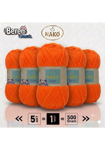 Panda - Portakal 3127 - 5'li Paket - 100gr/120m - Kadife El Örgü İpi - Amigurumi Punch İpi