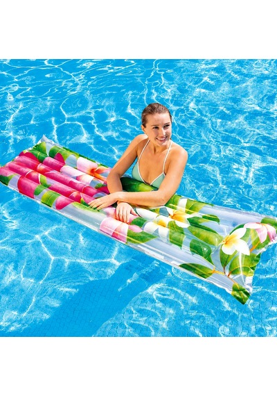 Intex Tropikal Çiçek Desenli Şişme Deniz Yatağı 183x69 Cm Havuz Ve Plaj Yatağı Çok Renkli