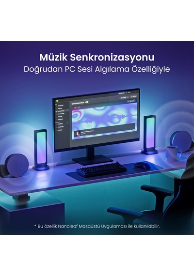 Nanoleaf Rgb Işıklı Masaüstü Stand, 2xusb-c Ve 1xusb-a Girişli