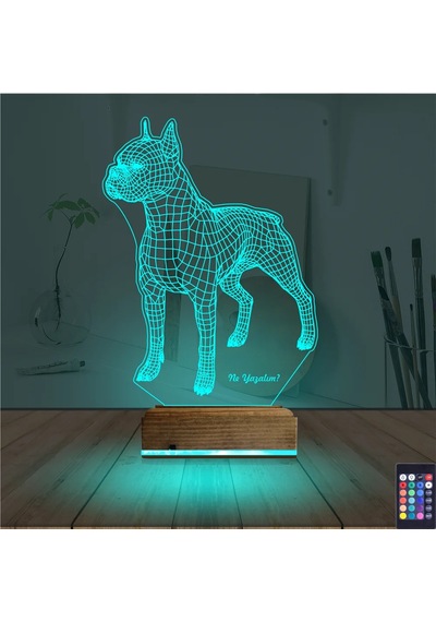 Luvivia Köpek Boxer Kişiye Özel 3d Lamba - Masa Gece Lambası Şeffaf