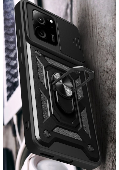 Xiaomi Mi 13t Kılıf Pars Lens Sürgülü Yüzüklü Standlı Korumalı Kılıf