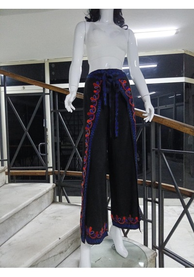 Eren Style Otantik Nakış İşlemeli Harem Şalvar Bulmaca Pantolon 104 Cm -9315 Siyah