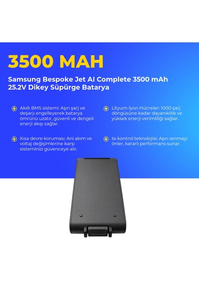 Samsung Uyumlu Bespoke Jet Aı Complete 3500 Mah 25.2v Dikey Süpürge Batarya