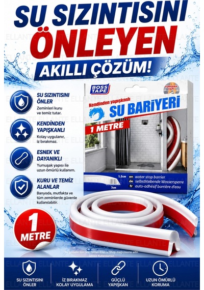 Su Bariyeri 1 Metre Kendinden Yapışkanlı Su Sızdırmaz Bant Duşakabin, Banyo, Mutfak Ve Kapı Altı