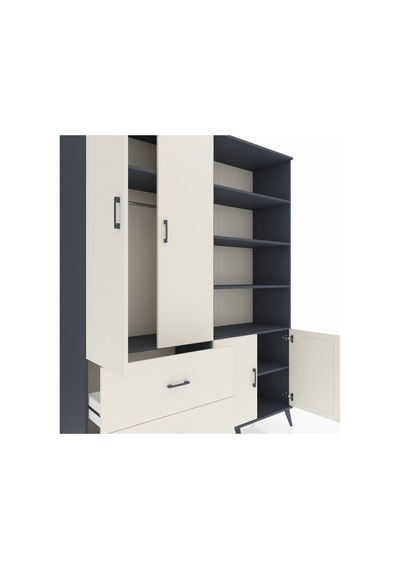 Hyperion Gardrop 7 Raflı 2 Çekmeceli Tek Askılı 176x44x221 Antrasit-aytaşı Aytaşı Hyperion Gardrop 7 Raflı 2 Çekmeceli Tek Askılı 176x44x221 Antrasit-aytaşı Aytaşı