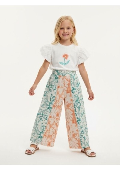 Zekids Kız Çocuk Desenli Tasarım Pantolon-17165 Çok Renkli