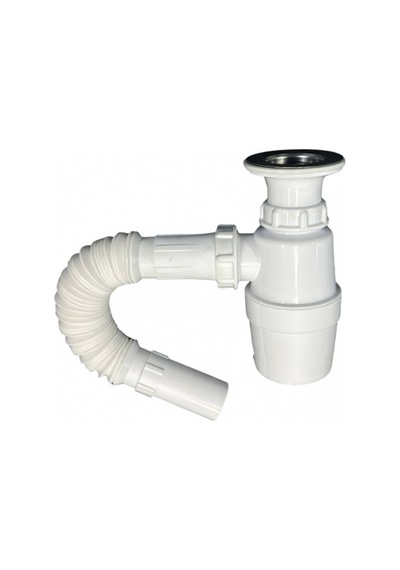 Taslı Körüklü Lavabo Sifonu - 888lts Beyaz