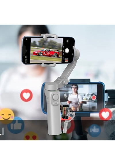 Go Des Gd-f5 3 Eksenli El Tipi Yüz Tanıma Takip Özellikli Gimbal Stabilizatör Gri