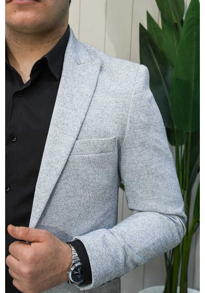 Bys Beystil Sivri Yaka Lacivert Kırçıllı Blazer Ceket Garcia - Slim Fit