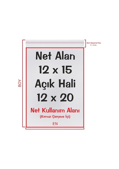 Carpcorn Şeffaf Bantlı Yapışkanlı Opp Jelatin Poşet 250 Adet 12 x 15 + 5 CM