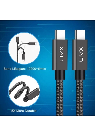Solid 100w 5a Type C To Type C Hızlı Şarj Ve Data Kablosu Halat Örgülü Space Gray Mbt 1 Metre