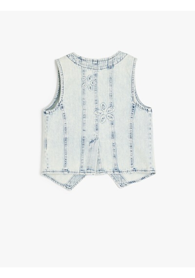 Koton Çiçek Desenli Cepli Pamuklu V Yaka Denim Yelek Lıght Indıgo 5skg20014ad Açık Mavi Koton Çiçek Desenli Cepli Pamuklu V Yaka Denim Yelek Lıght Indıgo 5skg20014ad Açık Mavi