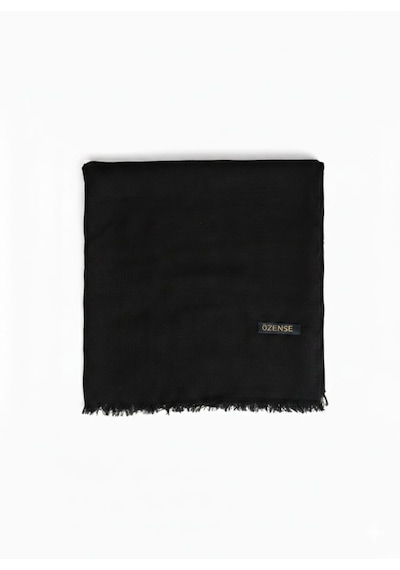 Özense Çift Flamlı Pamuklu Terletmeyen 4 Mevsim Kullanılabilir 100x100 Cm Eşarp Siyah