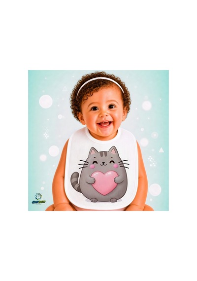 Pusheen Keten Bebek Mama Önlüğü Yumuşak - Emici - Yıkanabilir - Özel Tasarım P167 Çok Renkli