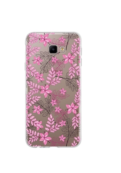 Samsung Galaxy Uyumlu J4 Core Kapak Floral Pembe Tasarımlı Şeffaf Silikon Kılıf
