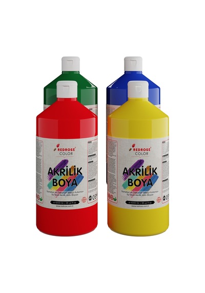 Red Rose Ana Renkler Akrilik Boya 4'lü Set 4 x 1 KG