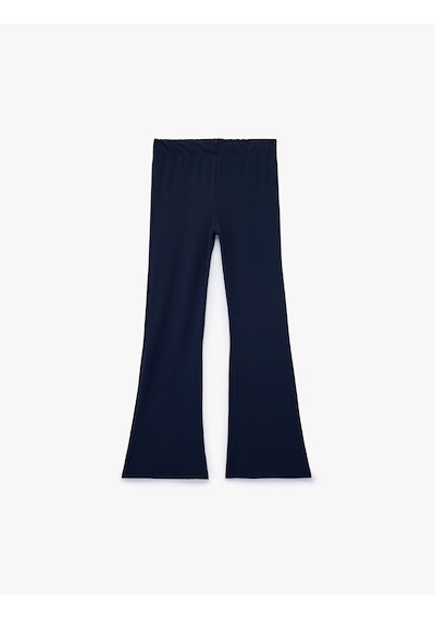 Koton Beli Lastikli Slim Fit İspanyol Paça Tayt Lacivert 7wkg40036ak