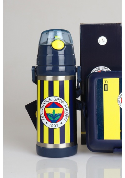 "dekomus Cep Defteri Hediyeli" Lisanslı Fenerbahçe 500 Ml Çelik Matara Ve Beslenme Kabı Seti 1907 Ahşap