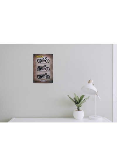 Cajuart Bsa Üç Motor Temalı 20X30 Cm Metal Plaka Metal Tablo