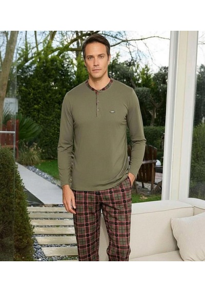Pijamoni Erkek Standart Kalıp Pamuklu Düğme Yaka Uzun Kol Baharlık Pijama Takımı 6300/5h - 1 Adet Haki Pijamoni Erkek Standart Kalıp Pamuklu Düğme Yaka Uzun Kol Baharlık Pijama Takımı 6300/5h - 1 Adet Haki
