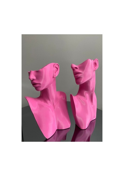 Pembe Renk Dekoratif Takı Mankeni 2'li Set Takı Teşhir Standı 23 Ve 21 Cm Takı Organizer Küpe Kolye