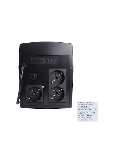Upset Microactive 1200va / 720w Ups Kesintisiz Güç Kaynağı 3 Prizli 2x12v 7ah Akülü