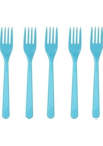 Mavi Plastik Çatal 18 Cm-25 Adet Abanoz - Beyaz