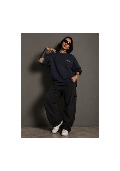 Hk Premium Sweatshirt Bisiklet Yaka Hk Premium Logolu Erkek Basic Lacivert