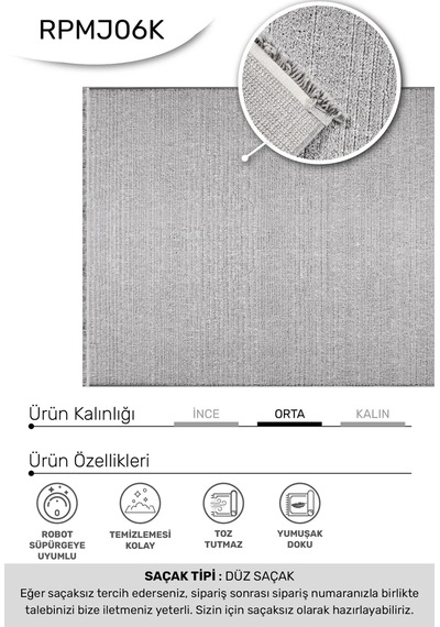 Margin-gri- Özel Ölçü- Oturma Odası, Koridor, Yatak Odası Halısı- Robot Süpürgeye Uyumlu-kolay Temizlenebilir