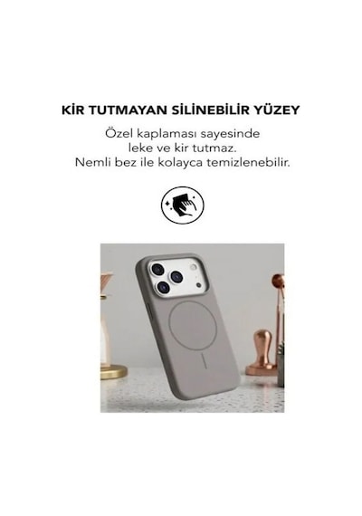 Apple İphone 17 Pro Uyumlu Magsafe Lansman Silikon Kılıf Gri