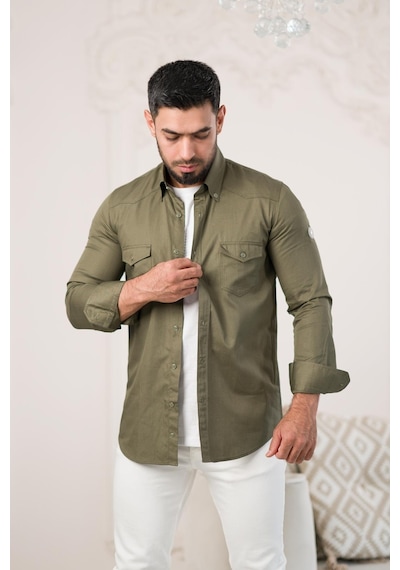 Paul Martin Çift Kapak Cepli Pamuklu Slimfit Gömlek 001 Paul Martin Çift Kapak Cepli Pamuklu Slimfit Gömlek 001