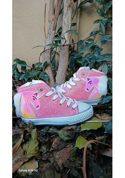 Scarpe Magiche Pembe Simli Unicorn Bot 31-35 Numara Arası Işıksızdır Pembe Simli
