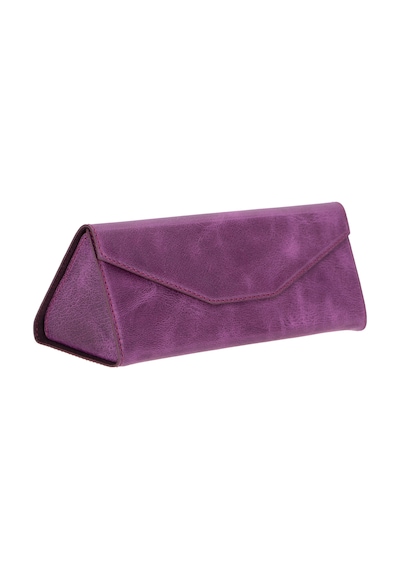 Prısma Velvet Magenta Deri Gözlük Kılıfı Mıknatıslı Üçgen Tasarım