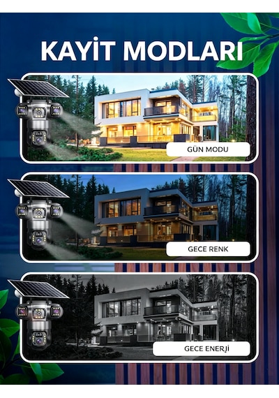 4k 3 Lens 4g Sım Kartlı Güvenlik Kamerası V380 Pro 360 Ptz Kablosuz Dış Mekan Ip66 Renkli Gece Görüşü Hareket Sensörü Cctv Kamera