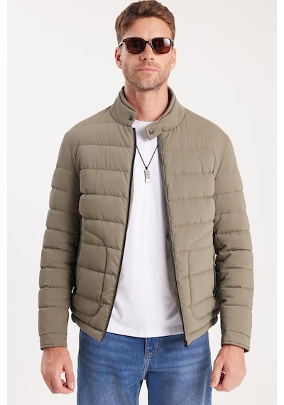 Tudors Erkek Regular Fit Klasik Kesim Dik Yaka Çift Cepli Sıcak Tutan Haki Şişme Mont-41804 Haki