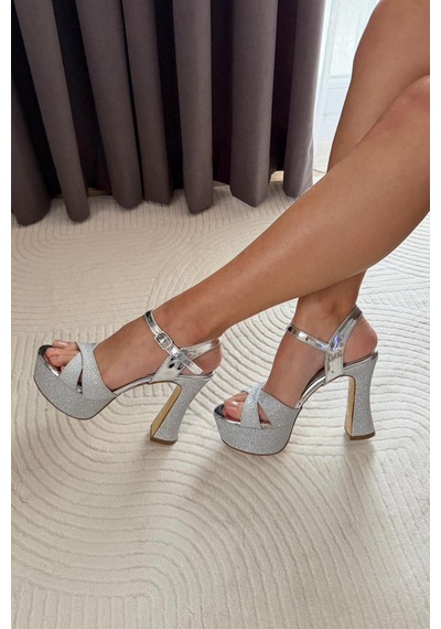 Preshley Kadın Katina Gümüş 12 Cm Platform Topuklu Ayakkabı Gümüş
