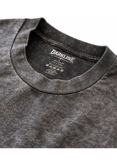 Dark Line Erkek Oversize Yıkama Efektli Basic Tshirt Füme