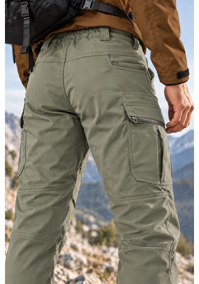 Dechers Erkek Kışlık Softshell İçi Polarlı Rüzgar, Soğuk & Su Geçirmez Taktik Pantolon - E232 Bej