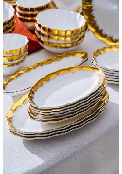 Acar Marlene Gold 6 Kişilik 33 Parça Kahvaltı Takımı Beyaz/gold