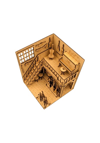 Algwooddesign Müzik Dükkanı Ahşap Maket, 133 Parça Dıy Minyatür Müzik Mağazası Modeli, Peri Led Dahil, Mdf 3d Puzzle, Hobi Ve Dekorasyon Seti, 12,6 X