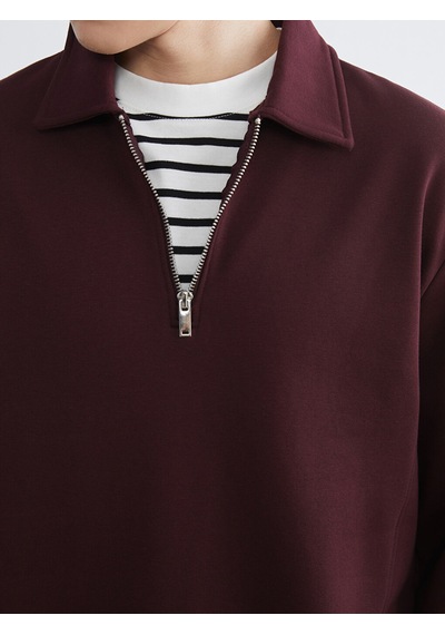 Lcw Vision Bordo Polo Yaka Erkek Kalın Sweatshirt