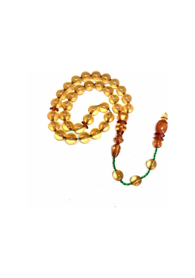 ATEŞ KEHRİBAR TESBİH ŞEFFAF SARI KÜRE MODEL