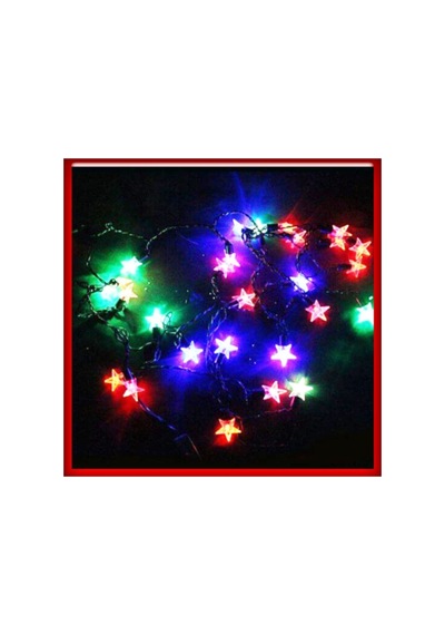 5 Metre 28 Yıldız Led /rgb /çakarlı/ Siyah Kablo / Yılbaşı Süsü Kırmızı, Yeşil, Mavi