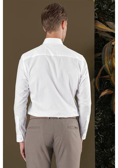 Efor Gk 704 Slim Fit Beyaz Klasik Gömlek Beyaz